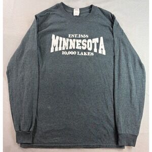 Crazy Apparel Minnesota Est 1858 Graphic Print T-Shirt Mens XL Gray Short Sleeve